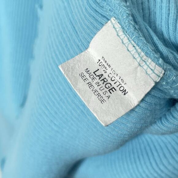 Y2K Cha Cha Vente Baby Blue Tank Top Lace Trim Size L 2000s Lettuce Hem USA Made - Picture 6 of 9